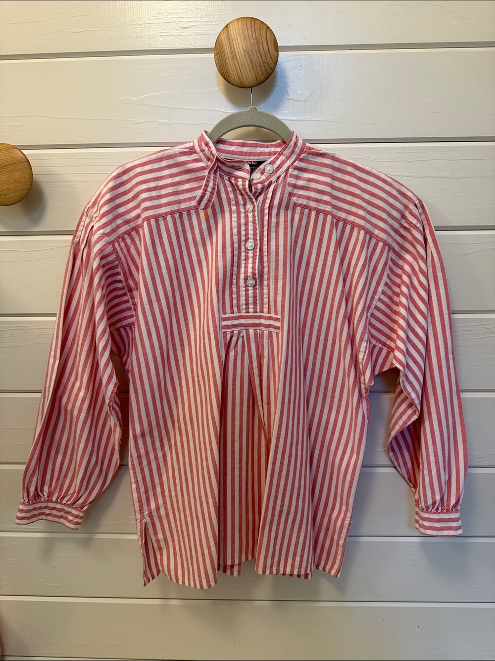 ULTRA RARE 1980s Lands' End Striped Equestrian Tailoring Henley Button Down